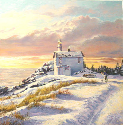 The Light at Rocky Harbour:  $2300 Original Painting (36 x 36)
